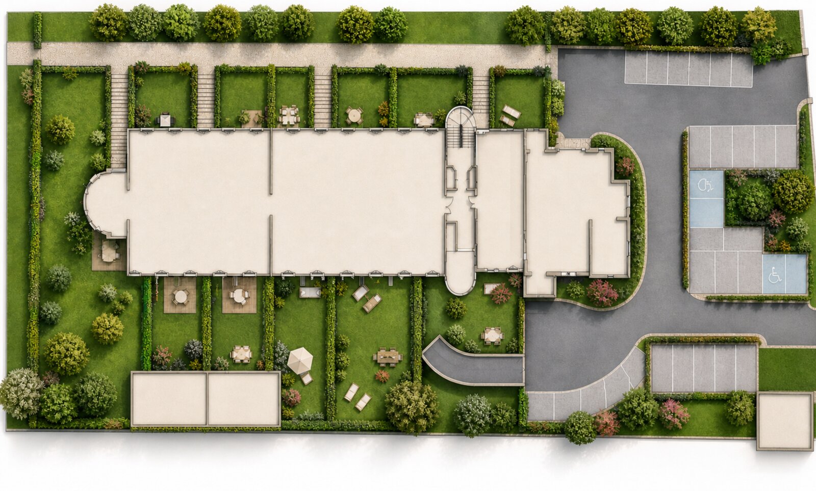 Plan masse du parc et des bâtiments de la Villa Bonaparte